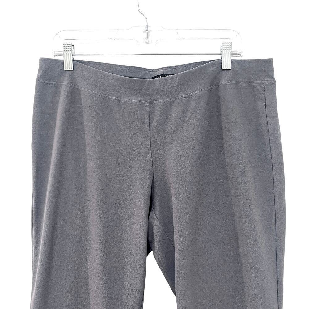Eileen Fisher Stretch Crepe Slim Ankle Pants Gray Elastic Waist SZ L RN78121 - Picture 3 of 6